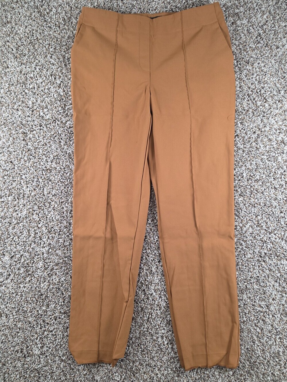 Rachel Zoe Womens Sz 10 Pull On Dress Pants Slim Leg Front Seam Dark Beige